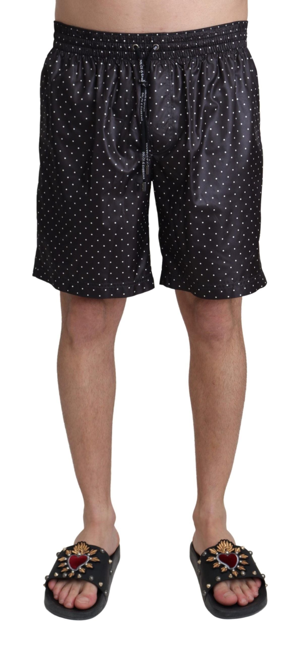 Dolce &amp; Gabbana Chic Black Polka Dot Men's Swimming Trunks