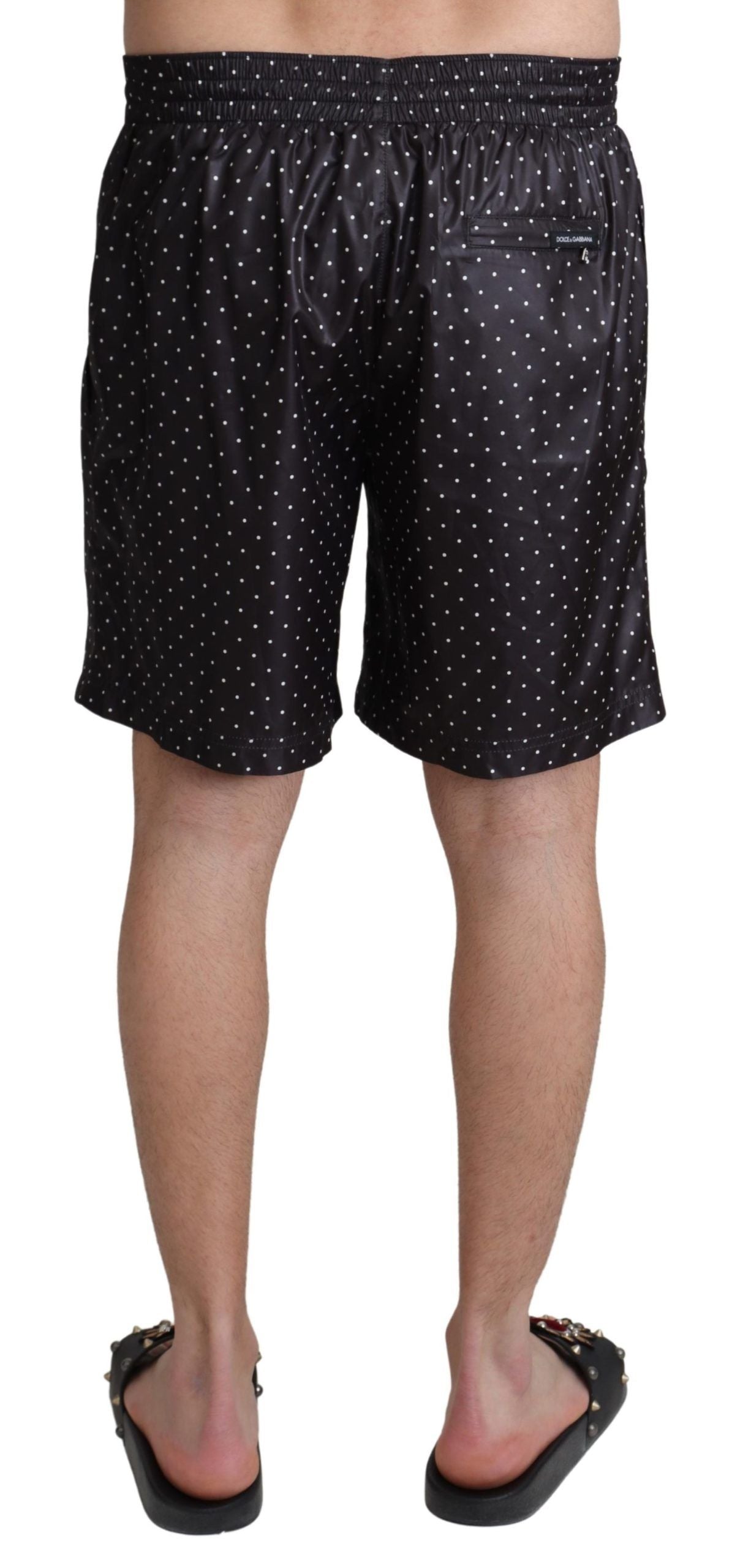 Dolce &amp; Gabbana Chic Black Polka Dot Men's Swimming Trunks