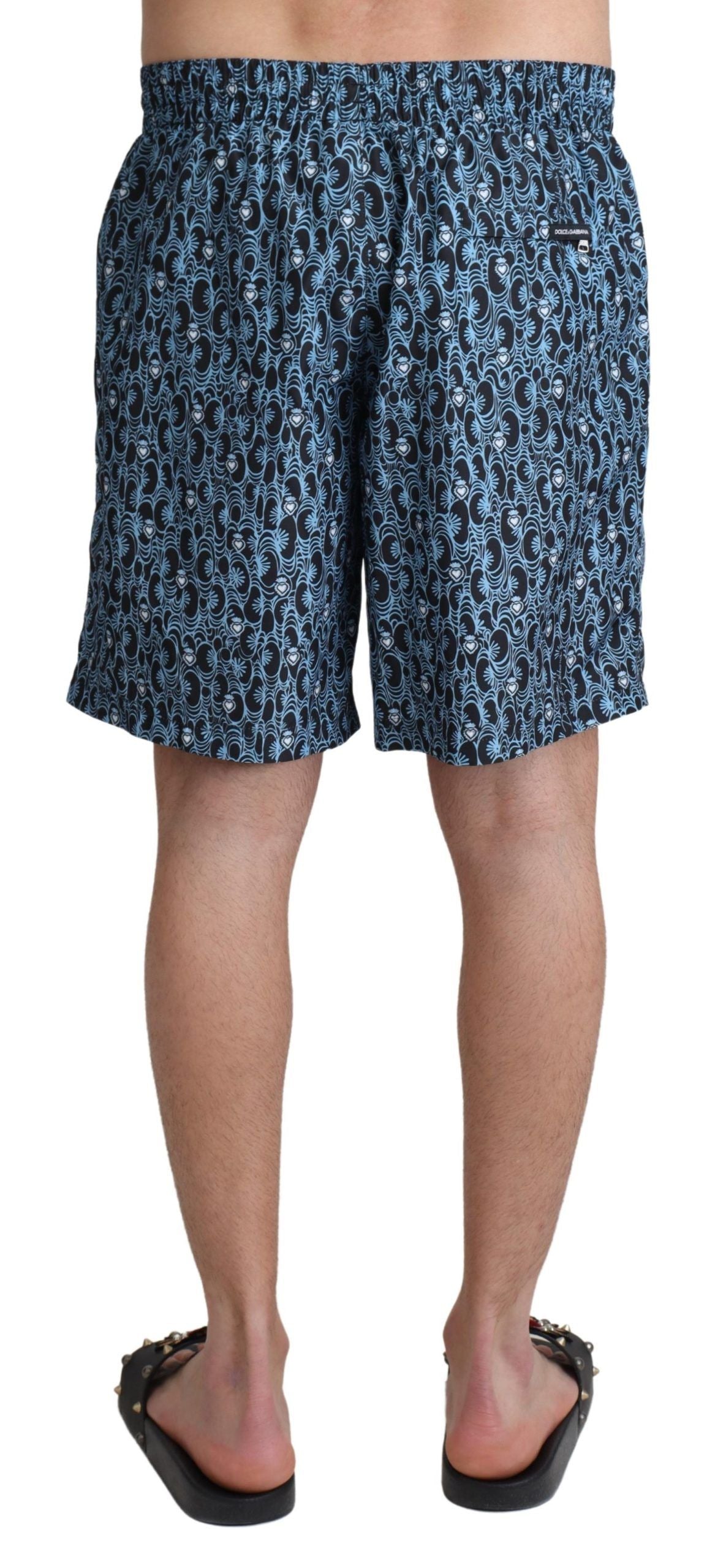 Dolce &amp; Gabbana Chic blue swim trunks with drawstring