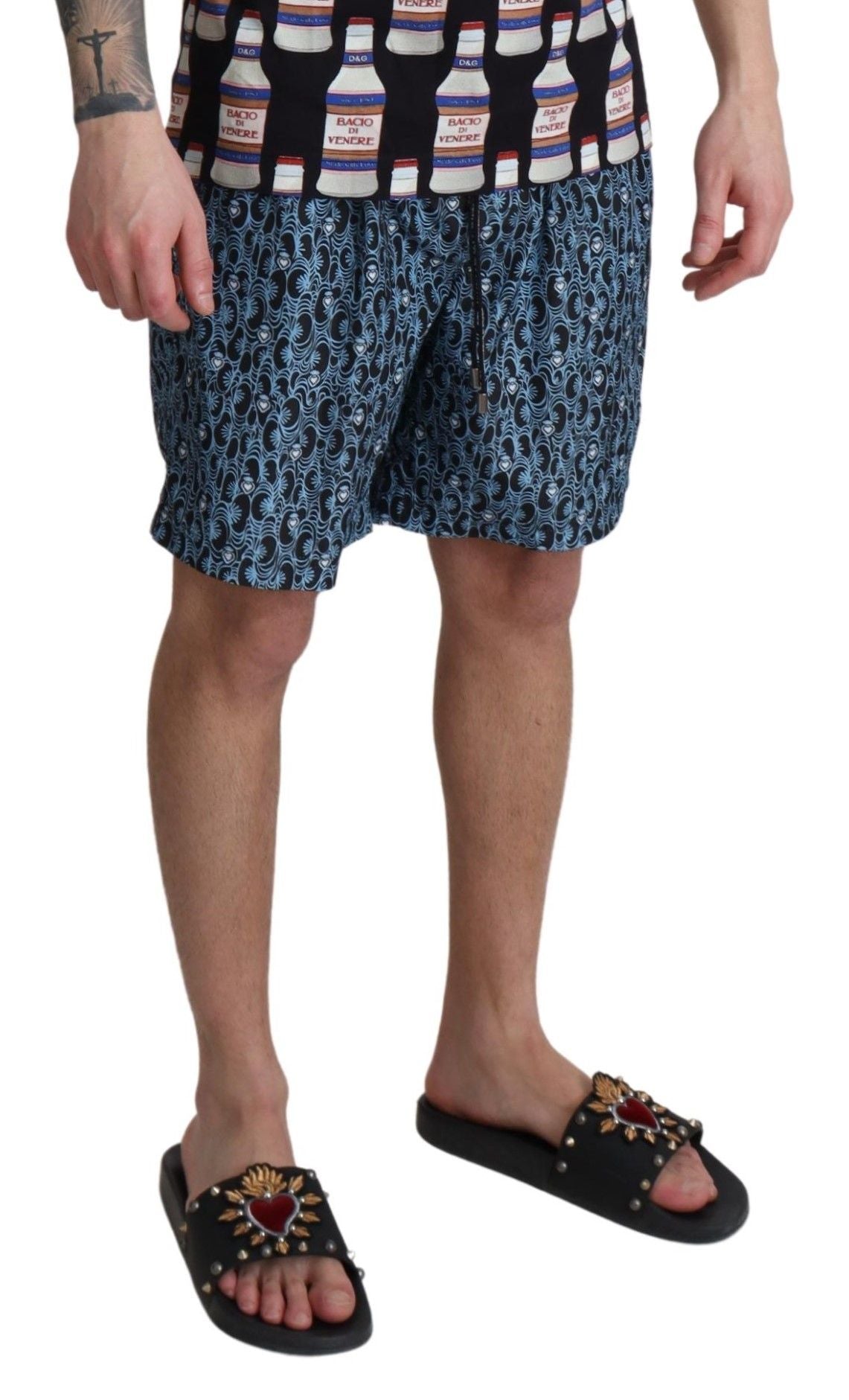 Dolce &amp; Gabbana Chic blue swim trunks with drawstring