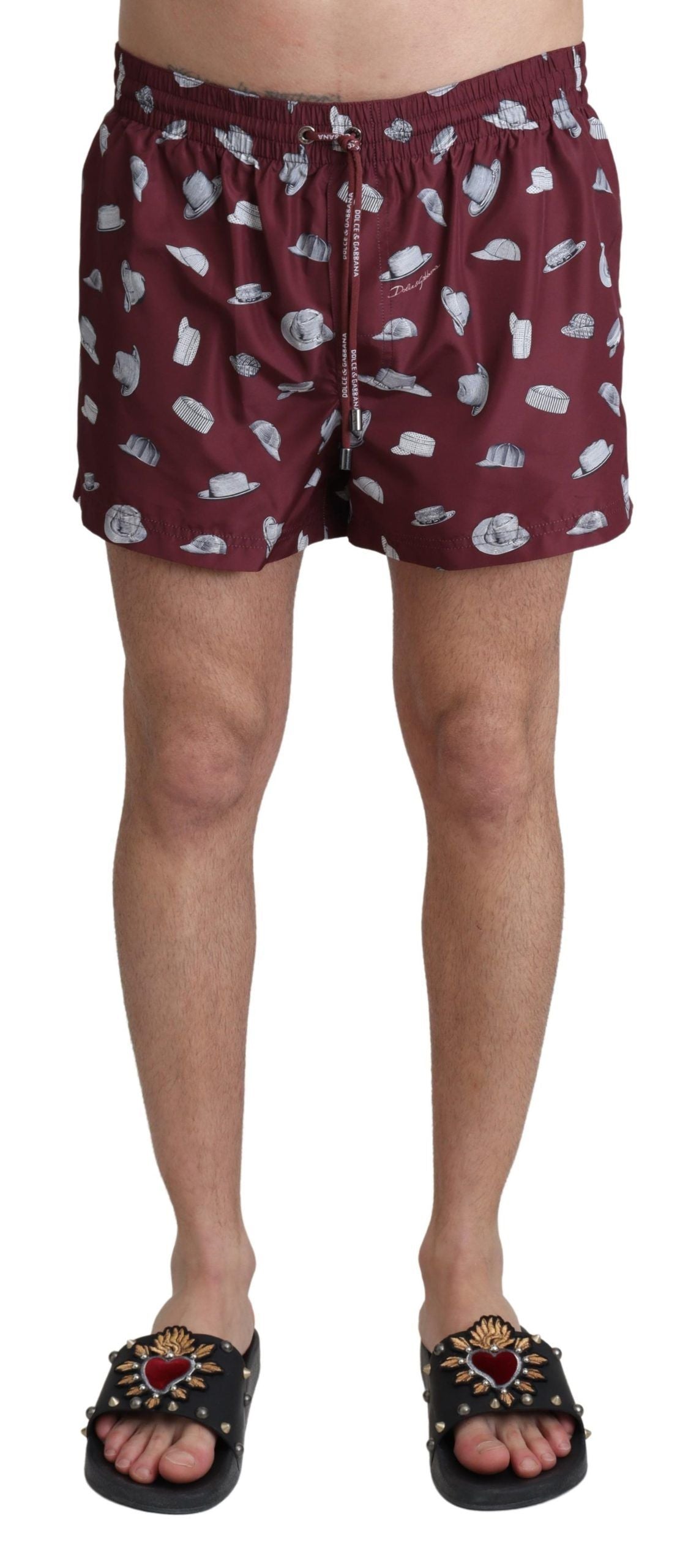 Dolce &amp; Gabbana Maroon Elegance swimming trunks for men