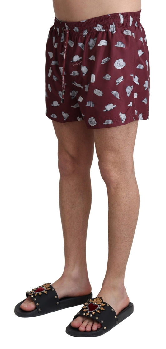 Dolce &amp; Gabbana Maroon Elegance swimming trunks for men