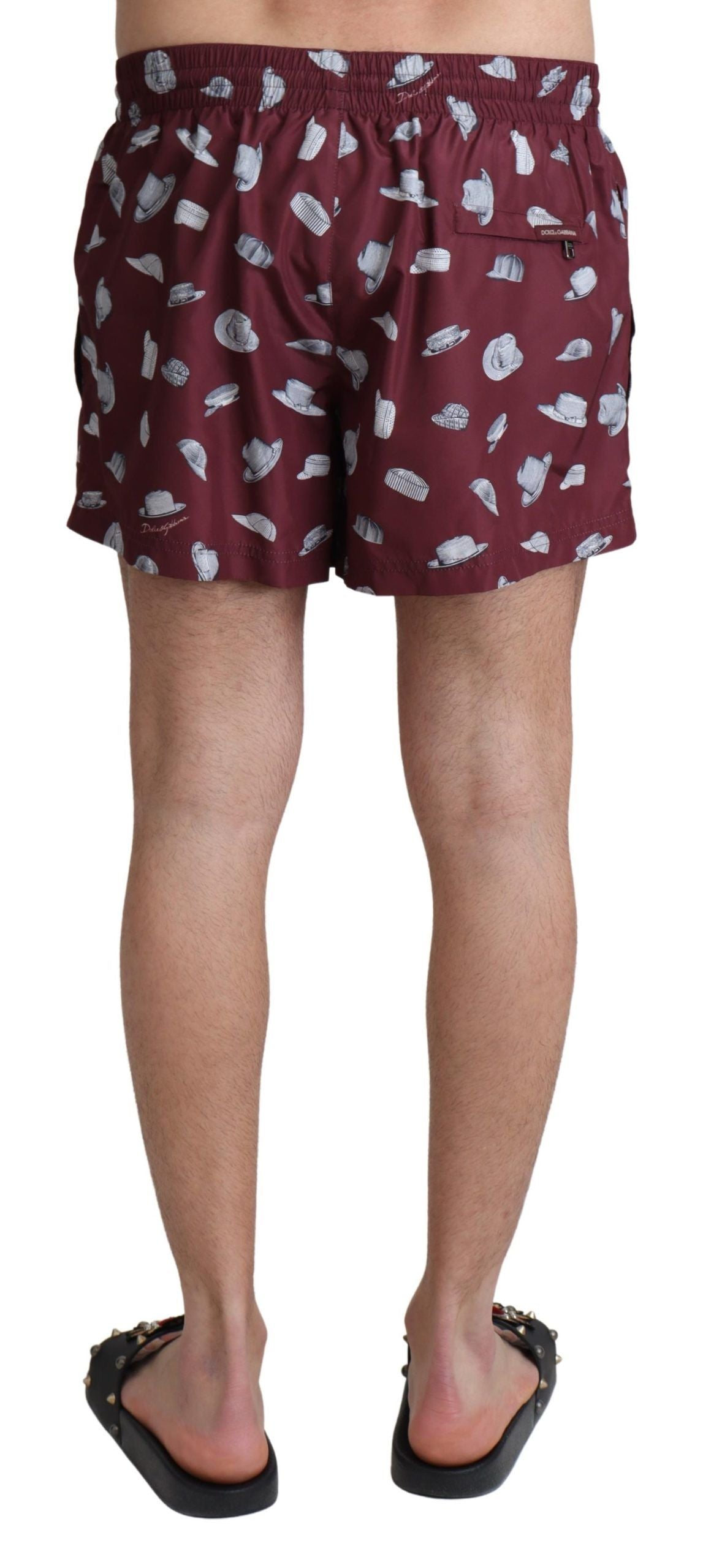 Dolce &amp; Gabbana Maroon Elegance swimming trunks for men