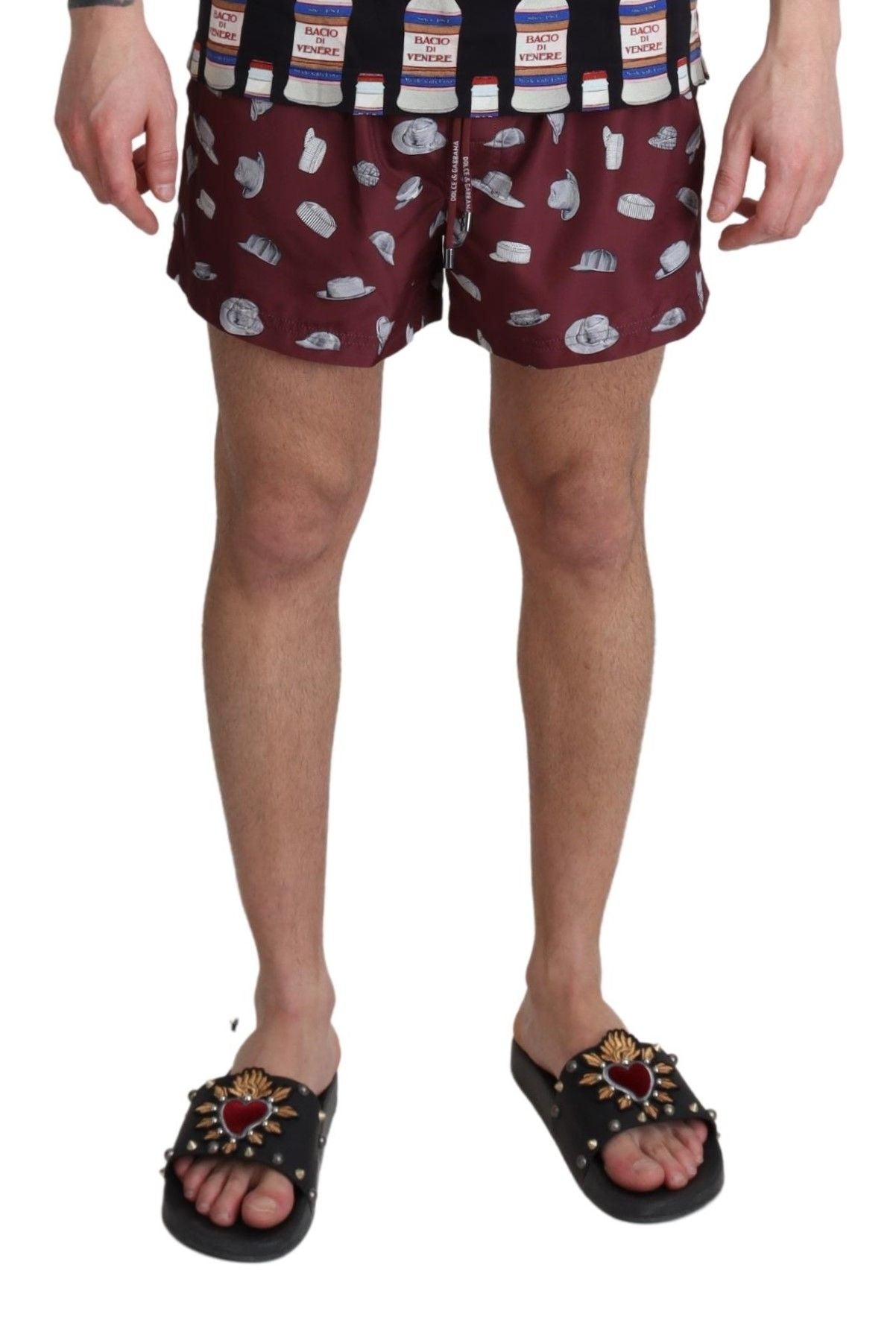 Dolce &amp; Gabbana Maroon Elegance swimming trunks for men