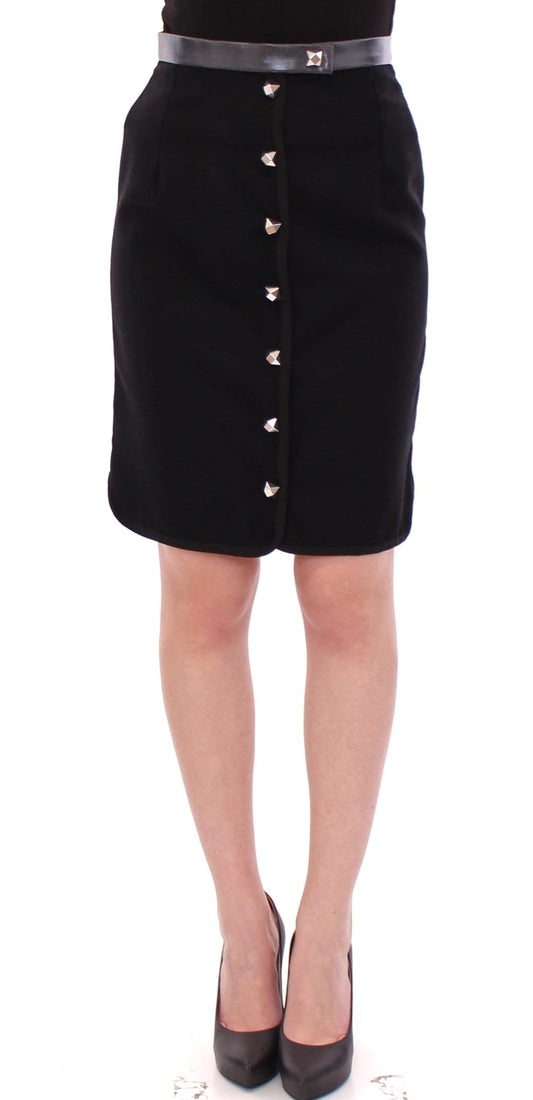 Corrado De Biase Elegant black skirt made from a wool and cotton blend