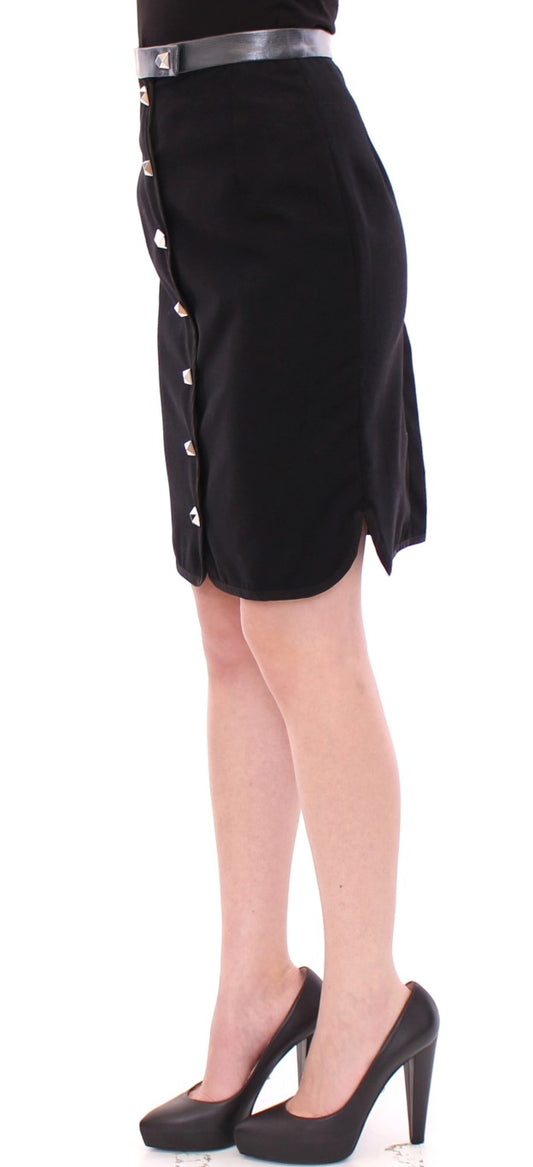 Corrado De Biase Elegant black skirt made from a wool and cotton blend