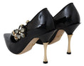 Load image into Gallery viewer, Dolce & Gabbana Elegant Black Leather Crystal Pumps
