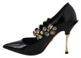 Load image into Gallery viewer, Dolce & Gabbana Elegant Black Leather Crystal Pumps
