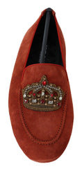 Load image into Gallery viewer, Dolce & Gabbana Opulent orange leather loafers with gold embroidery
