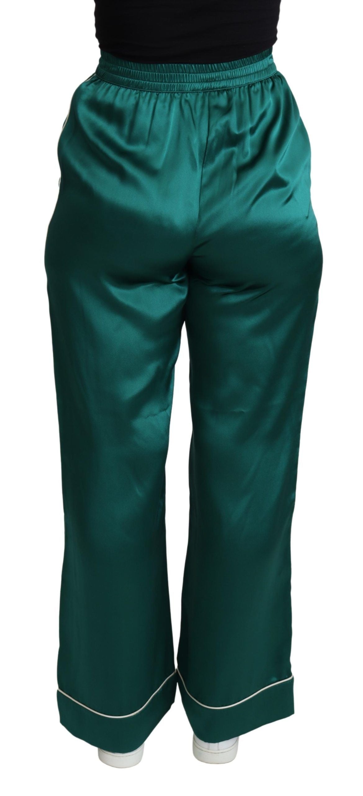 Dolce &amp; Gabbana Exquisite silk pajama pants in rich green