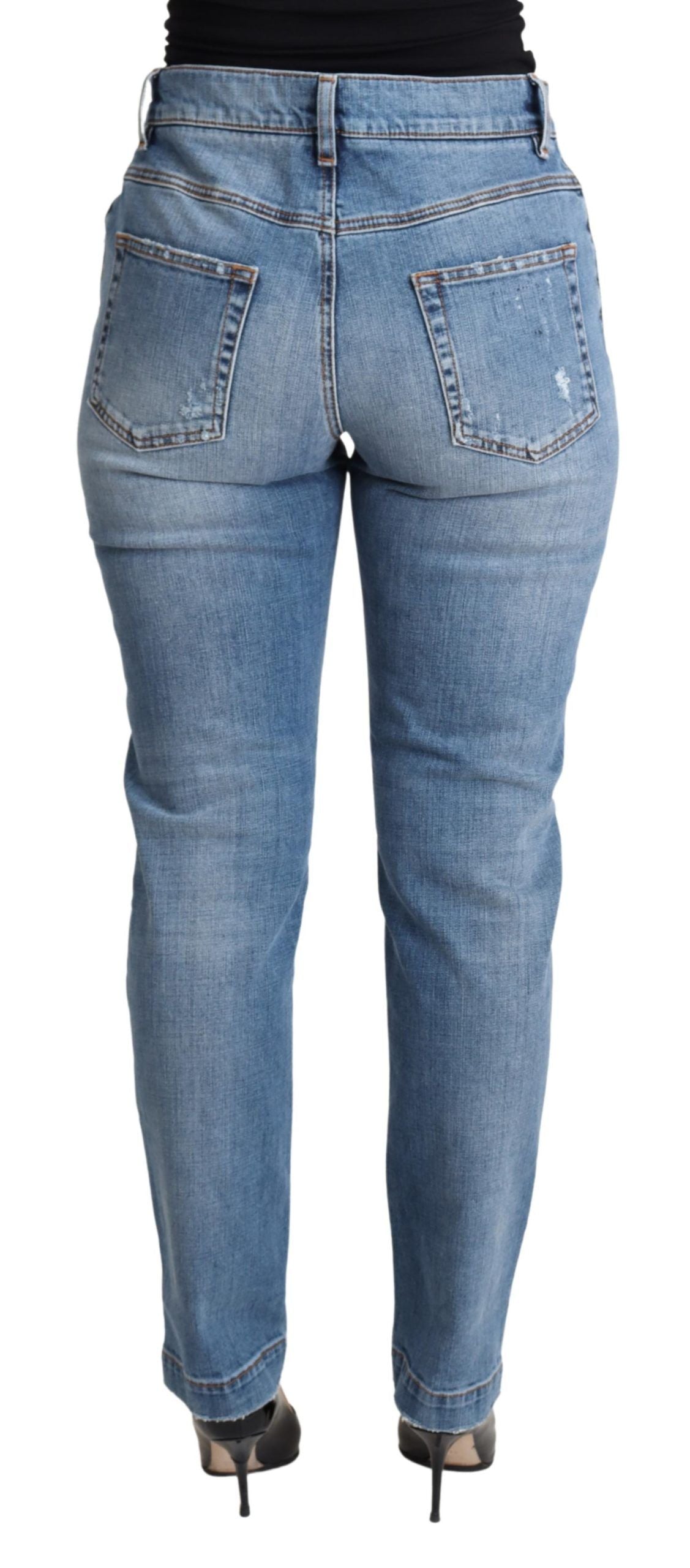 Dolce &amp; Gabbana Chic eskitilmiş yüksek belli skinny jean pantolon