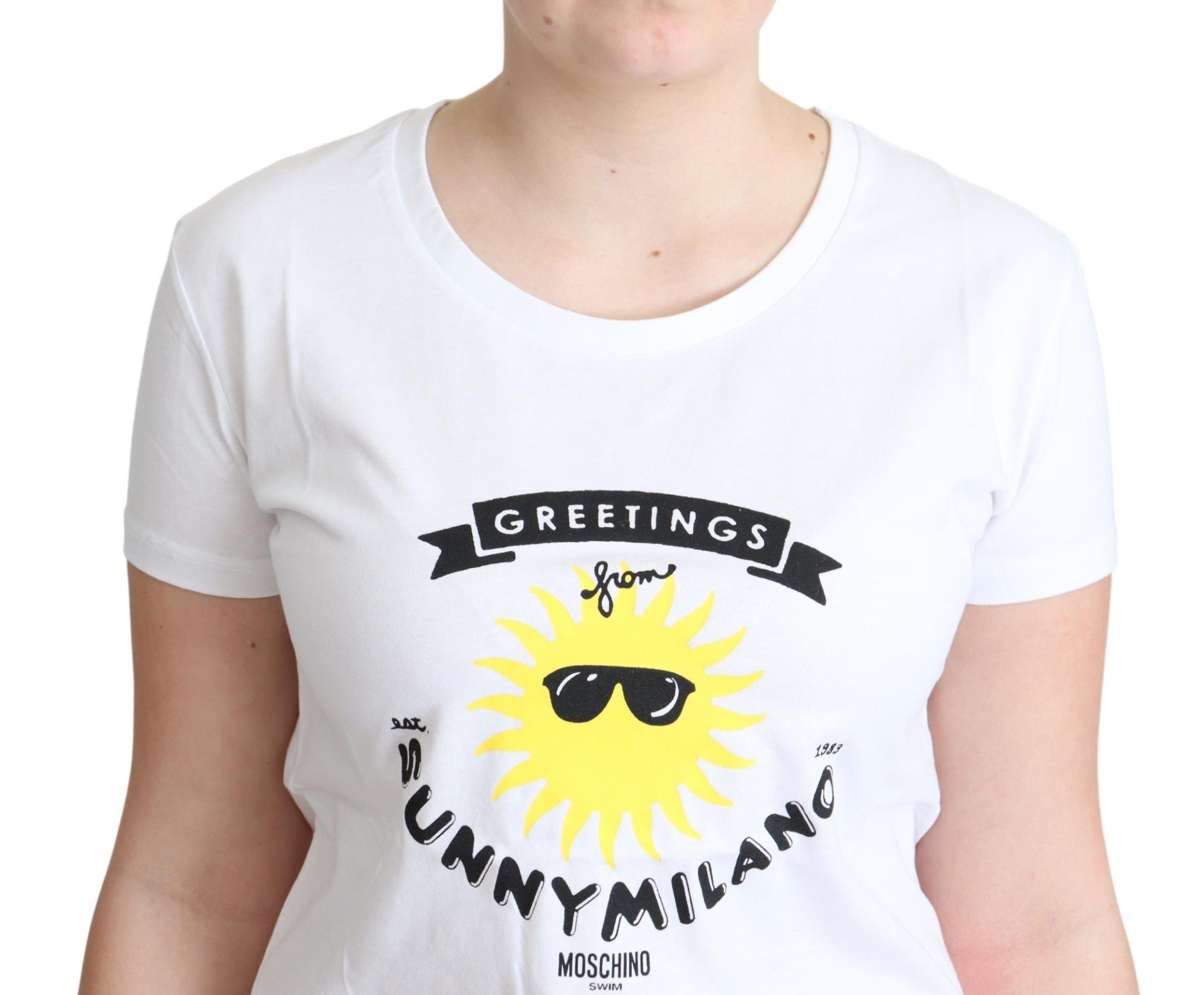 Moschino Sunny Milano desenli pamuklu tişört