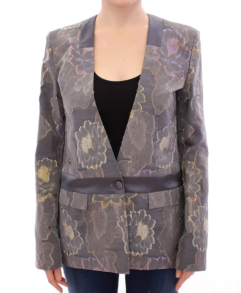 Roberto Fragata Chic floral silk one-button blazer