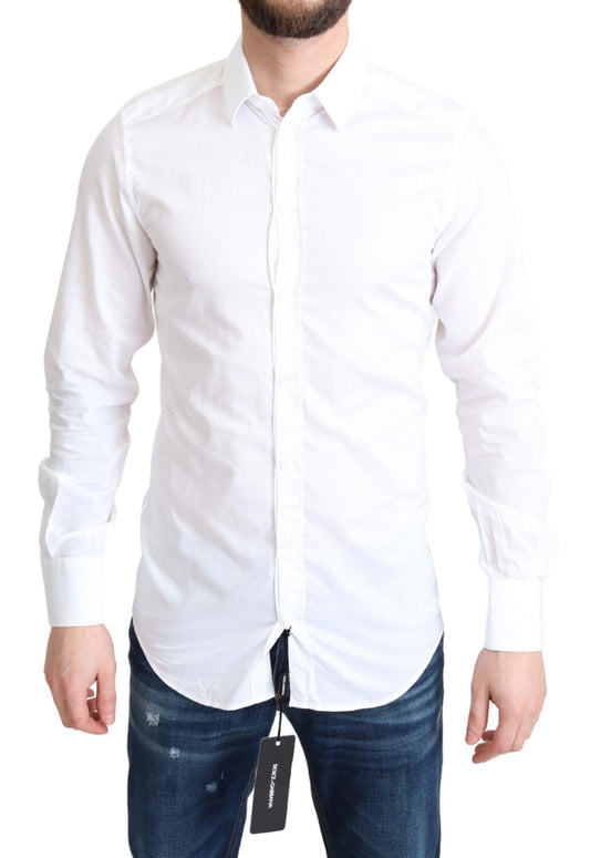 Dolce &amp; Gabbana Elegant white cotton shirt slim fit