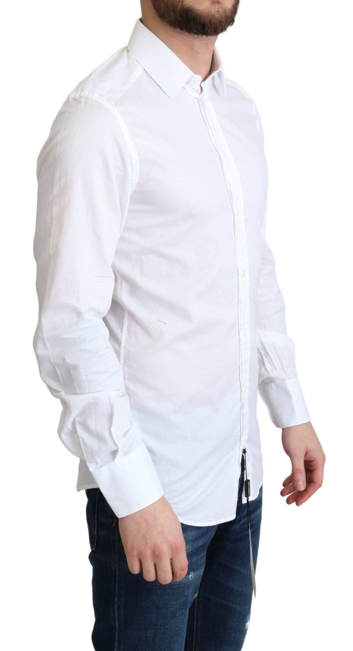 Dolce &amp; Gabbana Elegant white cotton shirt slim fit