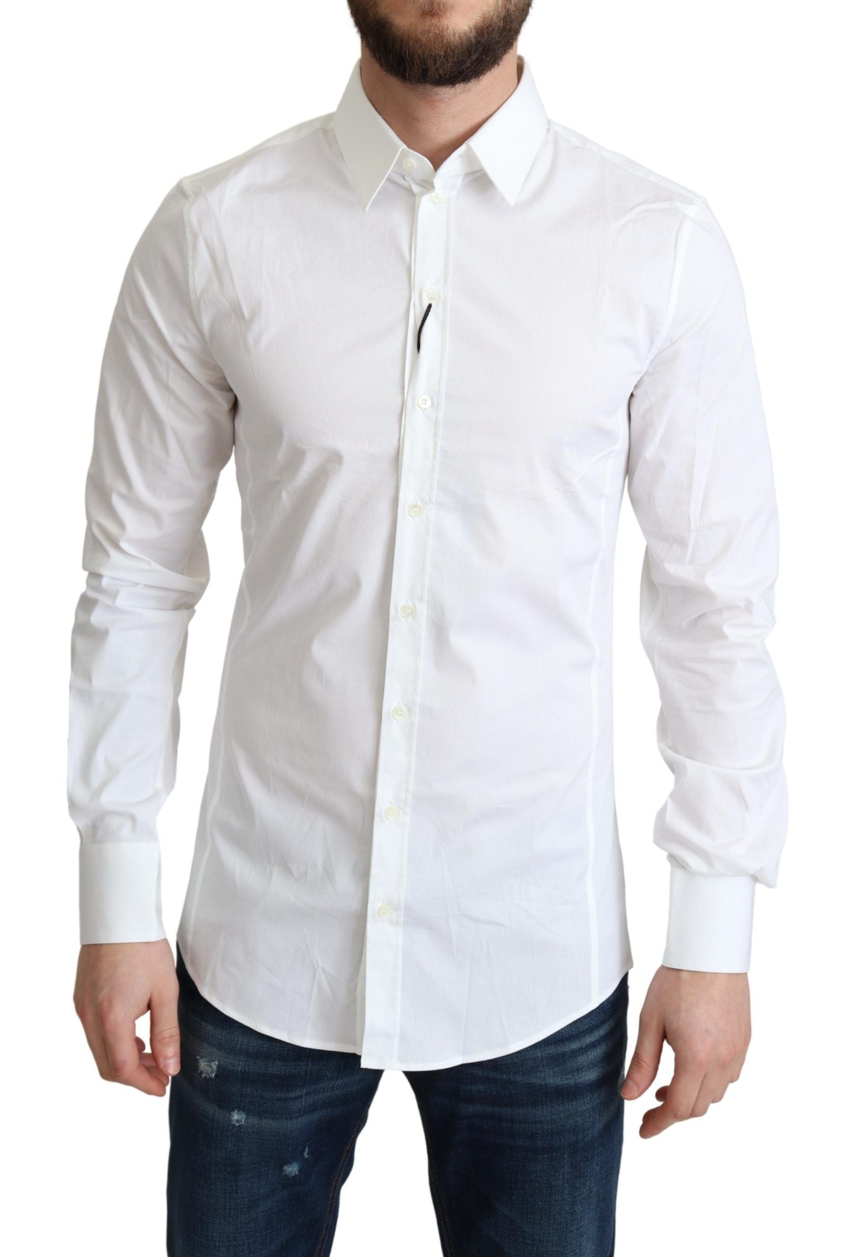 Dolce &amp; Gabbana Elegant white cotton stretch shirt