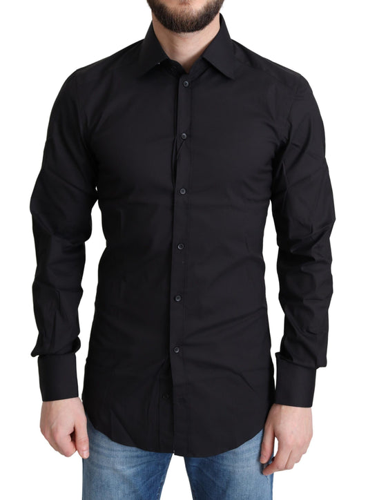 Dolce &amp; Gabbana Elegant black and gold slim fit shirt