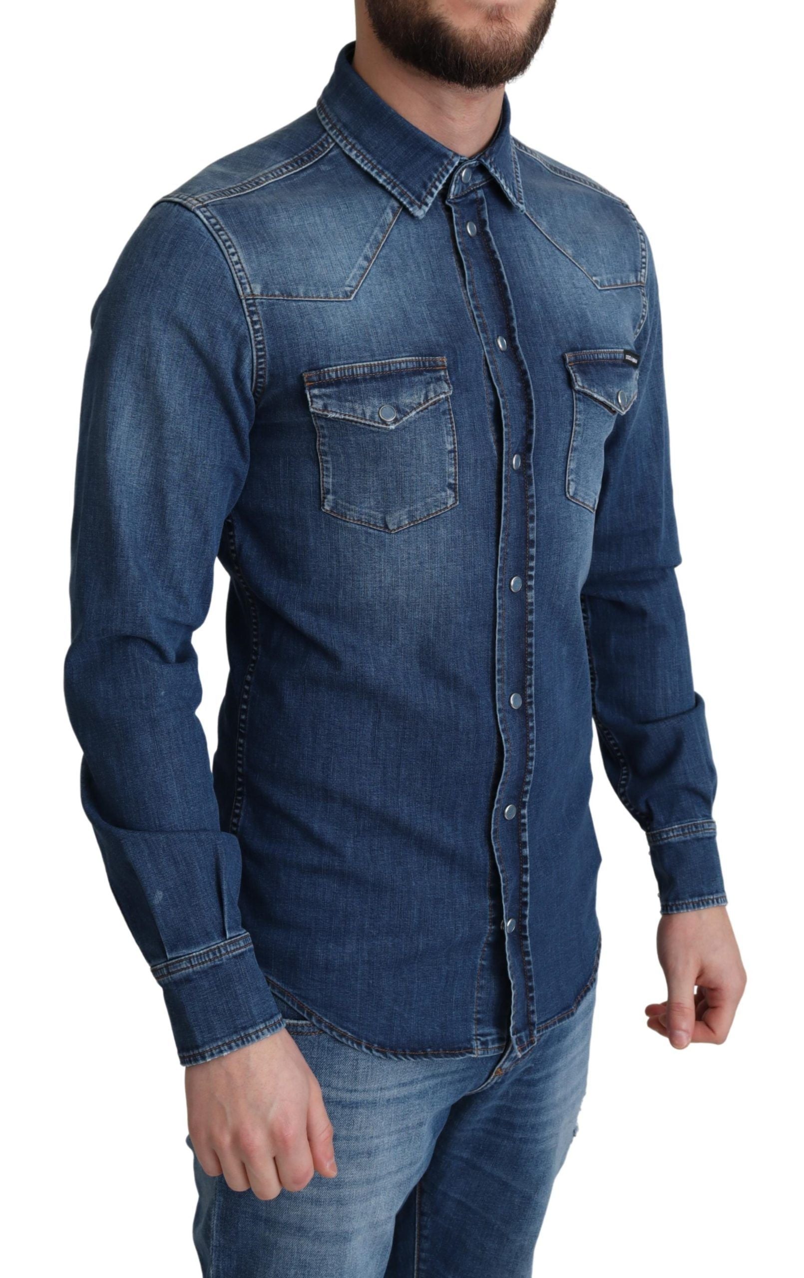 Dolce &amp; Gabbana Elegant Denim Long Sleeve Casual Shirt