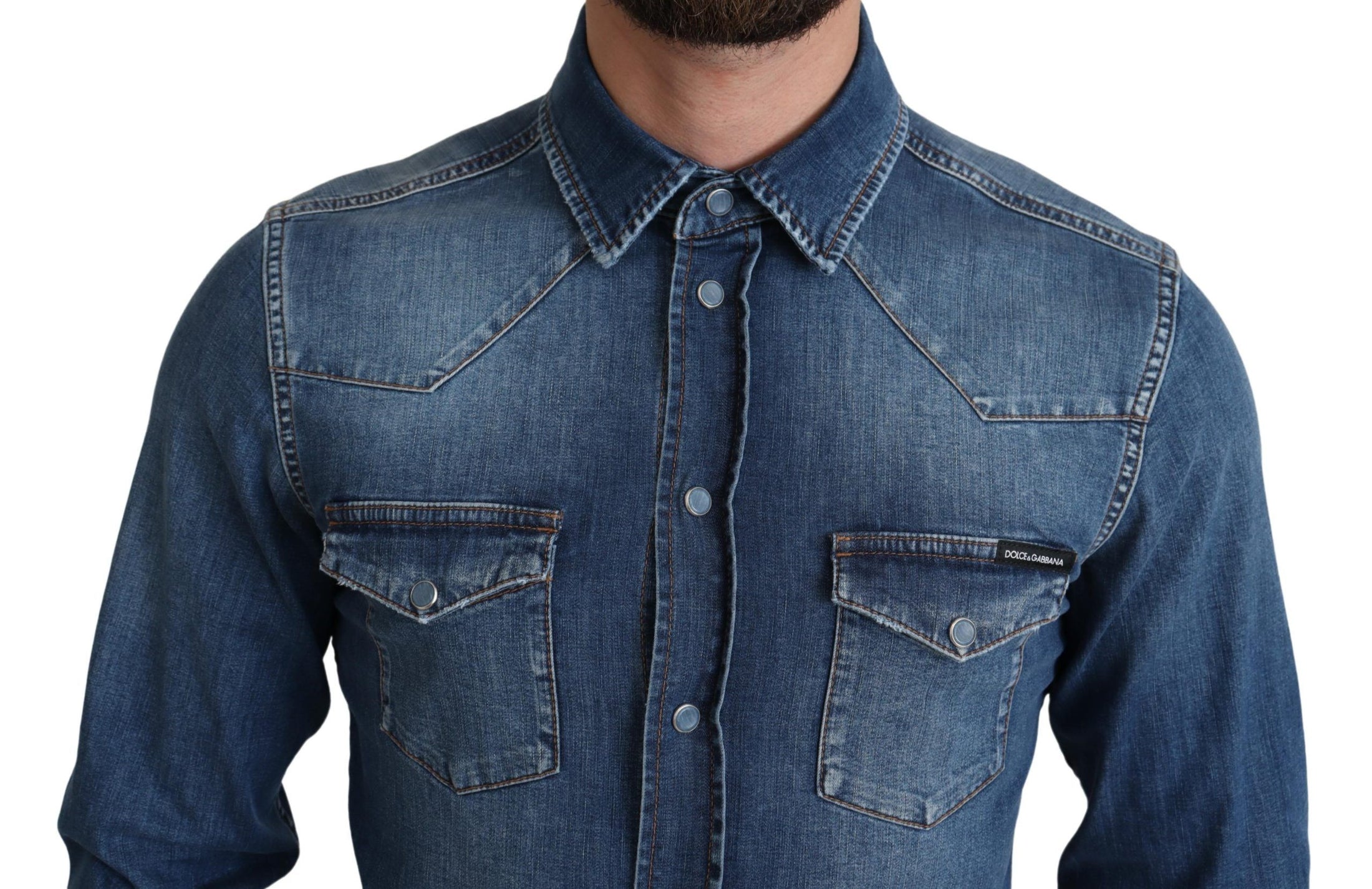 Dolce &amp; Gabbana Elegant Denim Long Sleeve Casual Shirt