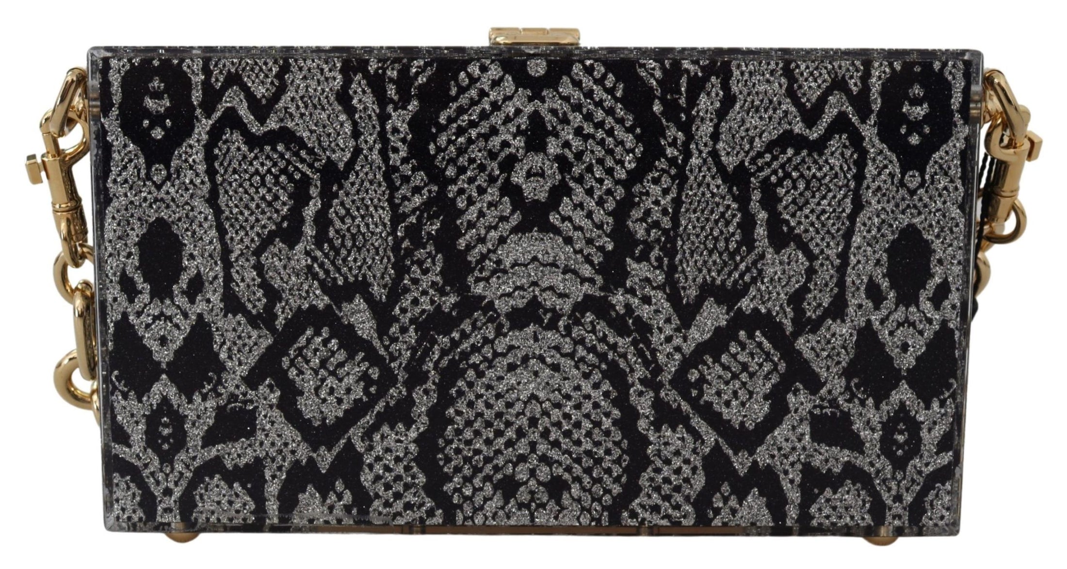 Dolce &amp; Gabbana Gray resin Dolce box clutch with gold details