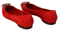 Load image into Gallery viewer, Dolce & Gabbana Rote Wildlederflats mit Kristallverzierung
