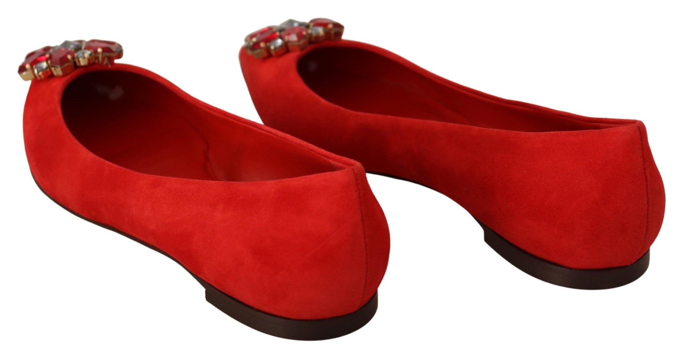 Dolce & Gabbana Rote Wildlederflats mit Kristallverzierung