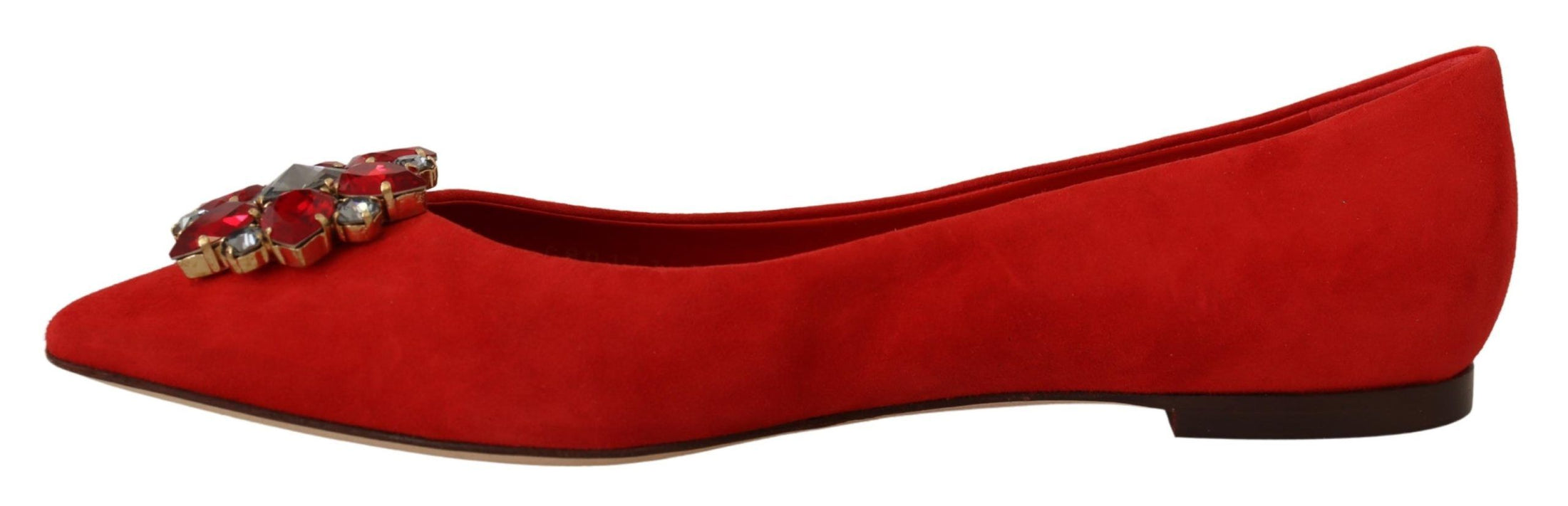 Dolce & Gabbana Rote Wildlederflats mit Kristallverzierung