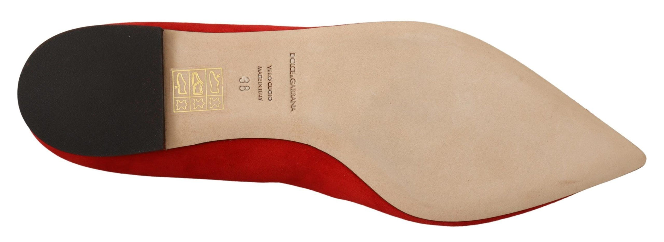 Dolce & Gabbana Rote Wildlederflats mit Kristallverzierung