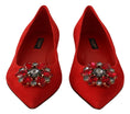 Load image into Gallery viewer, Dolce & Gabbana Rote Wildlederflats mit Kristallverzierung
