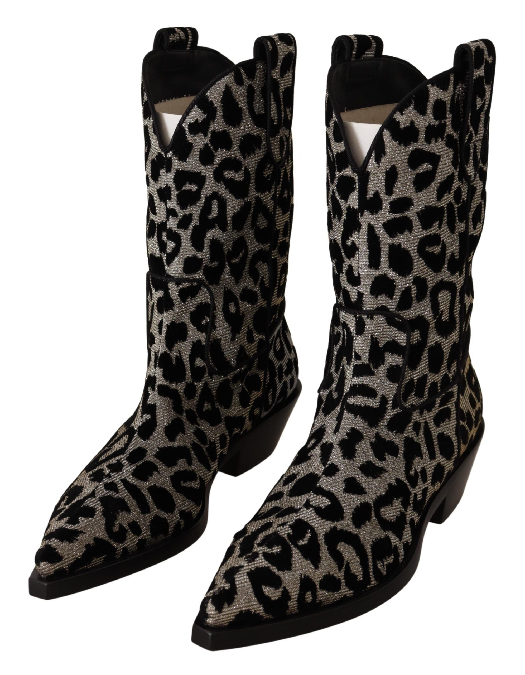 Dolce & Gabbana Elegante Stiefel mit Leopardenmuster und mittlerer Wade