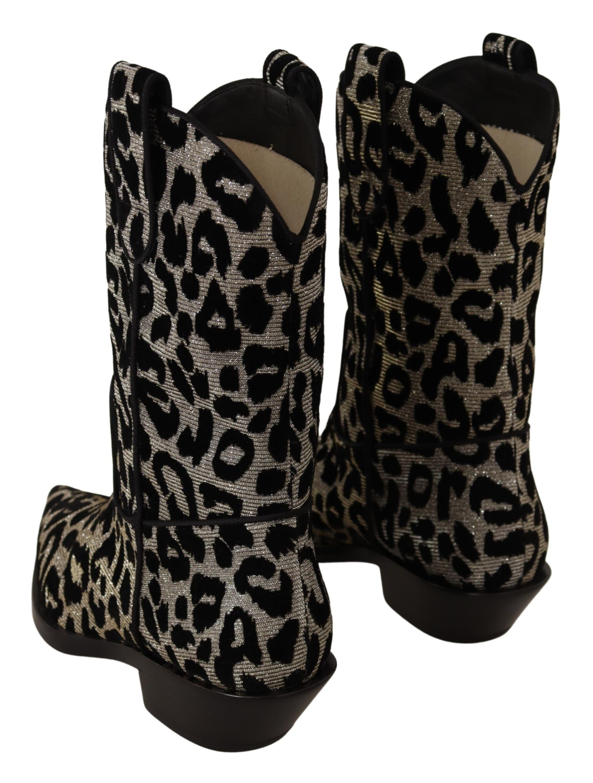 Dolce & Gabbana Elegante Stiefel mit Leopardenmuster und mittlerer Wade