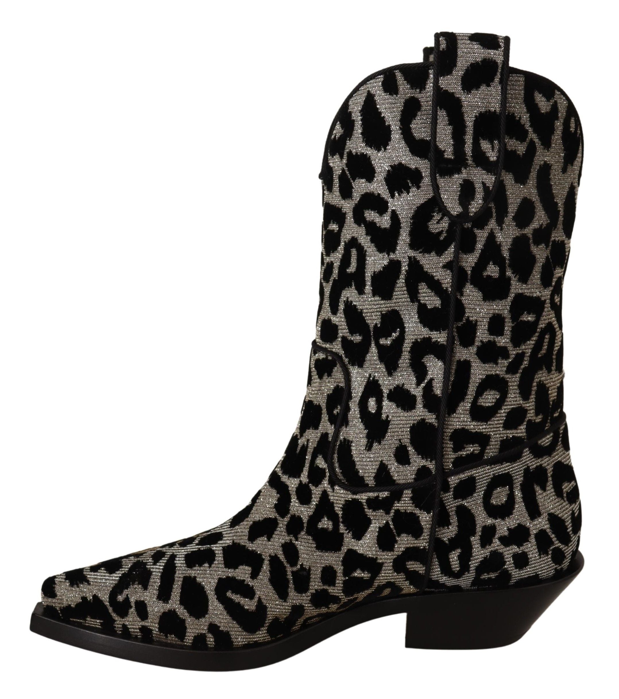 Dolce & Gabbana Elegante Stiefel mit Leopardenmuster und mittlerer Wade