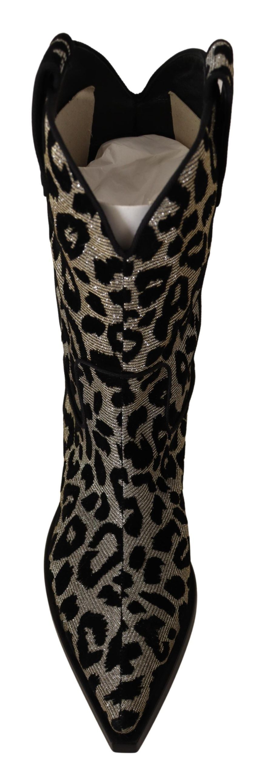 Dolce & Gabbana Elegante Stiefel mit Leopardenmuster und mittlerer Wade