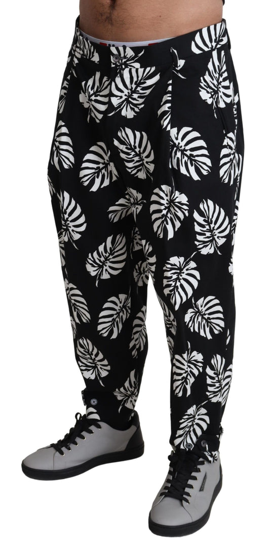 Dolce &amp; Gabbana Elegant cotton trousers with palm leaf print