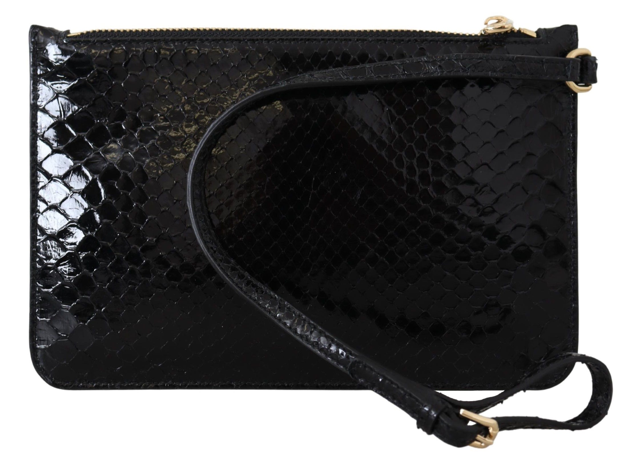 Dolce &amp; Gabbana Exotic Leather Black Wrist Wallet