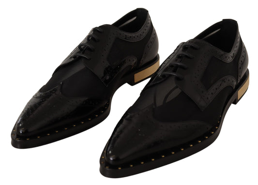 Dolce & Gabbana Elegante schwarze Oxford-Schnürschuhe mit Goldverzierung