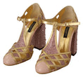 Load image into Gallery viewer, Dolce & Gabbana Kristallpumps aus Leder mit Seidenanteil in Roségold
