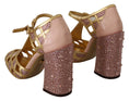 Load image into Gallery viewer, Dolce & Gabbana Kristallpumps aus Leder mit Seidenanteil in Roségold
