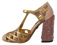 Load image into Gallery viewer, Dolce & Gabbana Kristallpumps aus Leder mit Seidenanteil in Roségold
