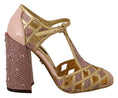 Load image into Gallery viewer, Dolce & Gabbana Kristallpumps aus Leder mit Seidenanteil in Roségold
