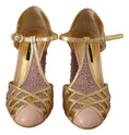 Load image into Gallery viewer, Dolce & Gabbana Kristallpumps aus Leder mit Seidenanteil in Roségold
