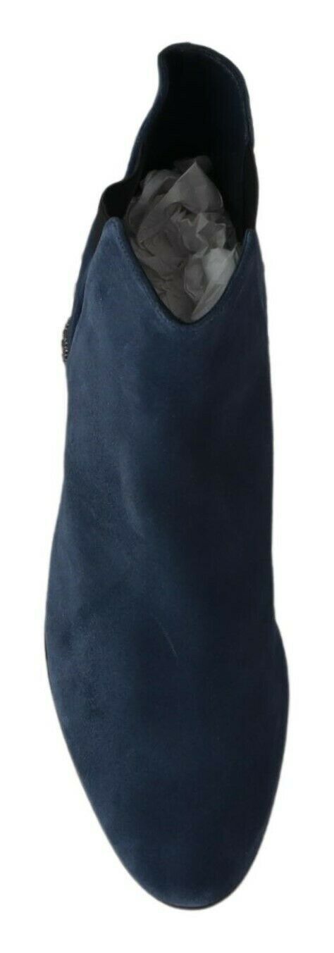 Dolce & Gabbana Schicke blaue mittellange Stiefel aus Wildleder mit Nieten-Details