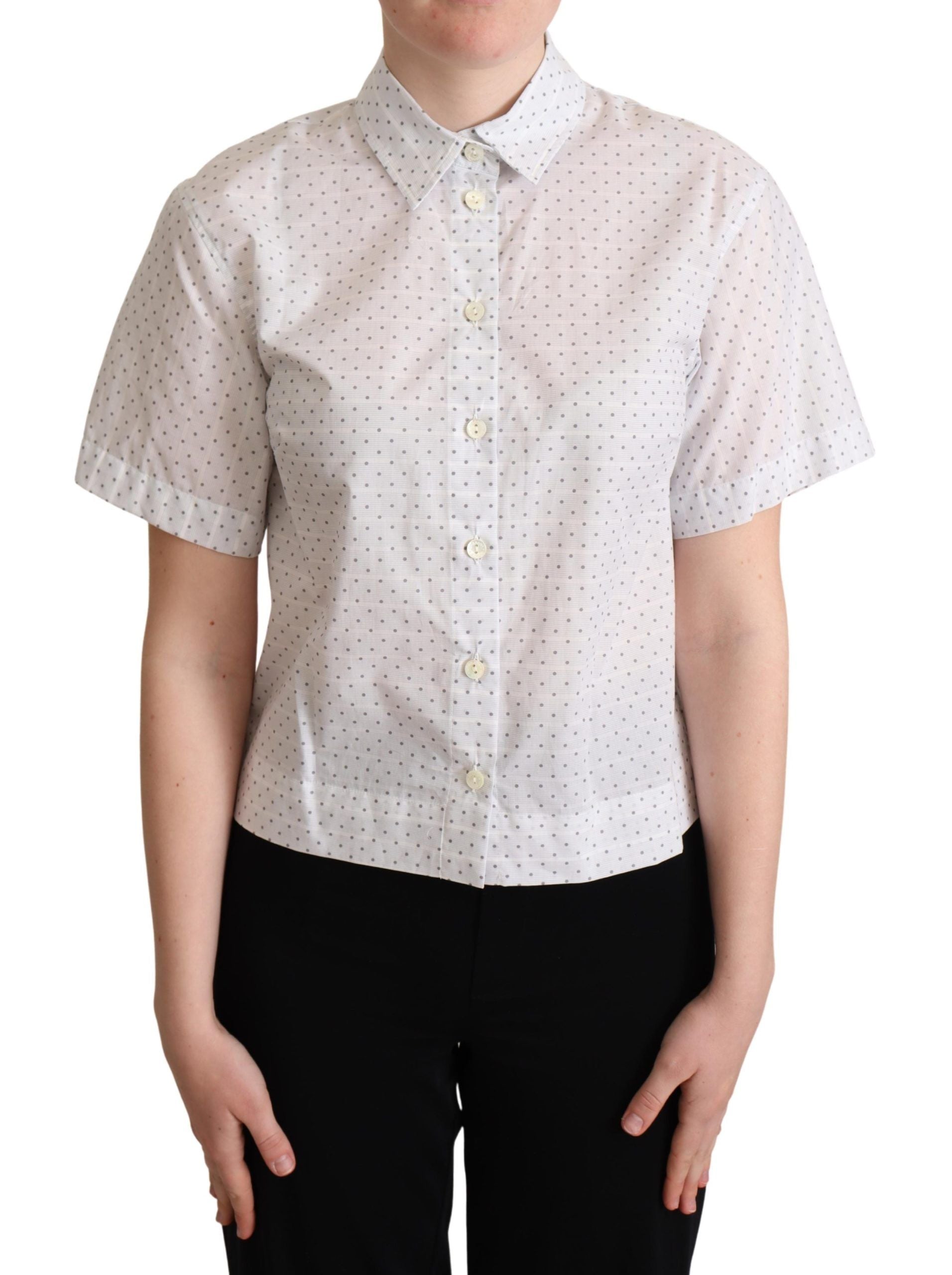 Dolce & Gabbana Elegantes Polka Dot Baumwoll-Poloshirt