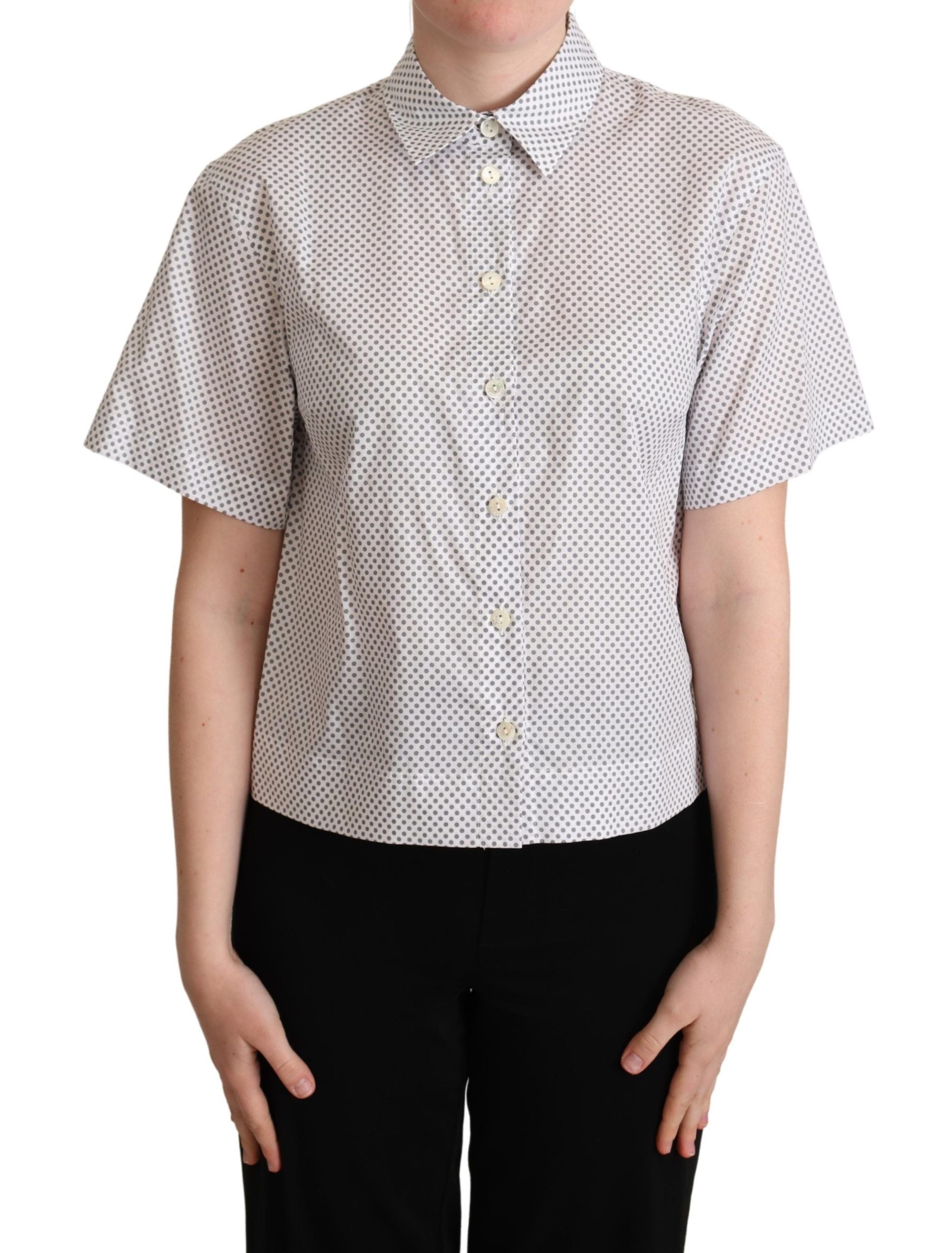 Dolce &amp; Gabbana Chic gray polka dot polo with short sleeves