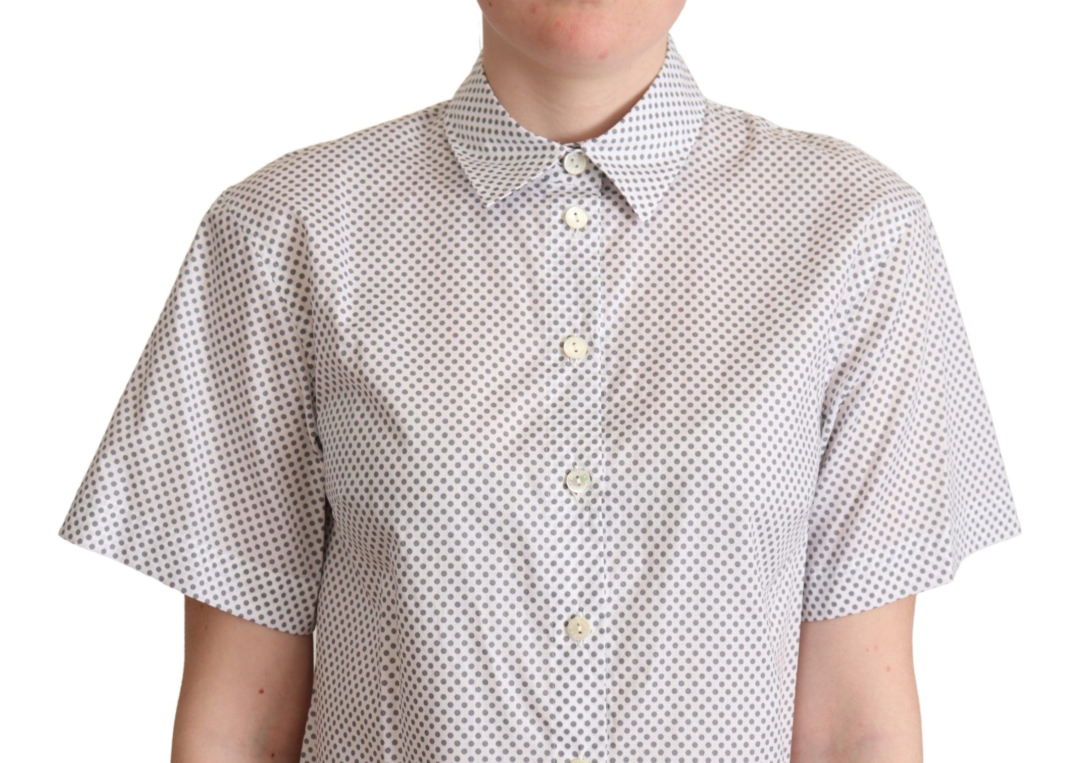 Dolce &amp; Gabbana Chic gray polka dot polo with short sleeves