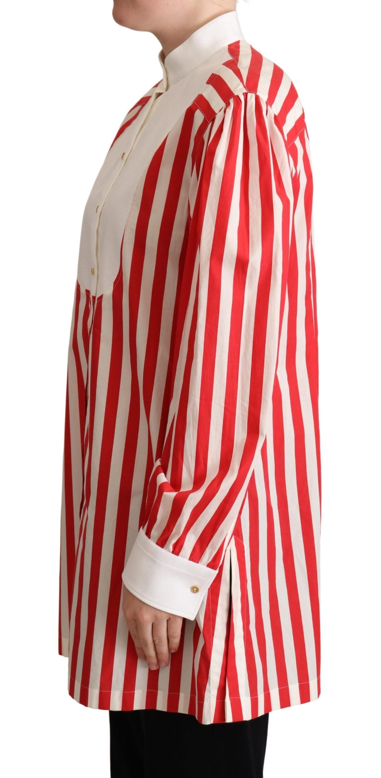 Dolce &amp; Gabbana Elegant red and white striped cotton polo shirt