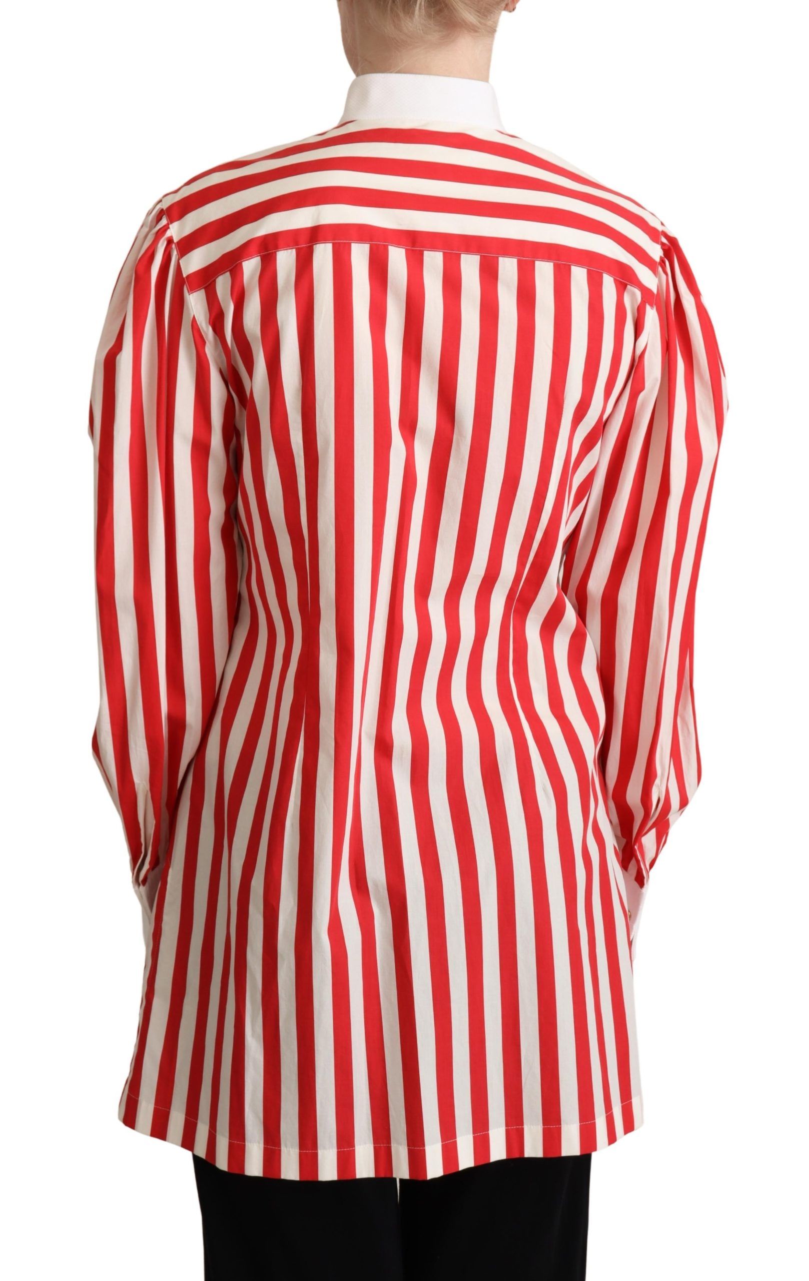 Dolce &amp; Gabbana Elegant red and white striped cotton polo shirt