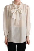 Load image into Gallery viewer, Dolce & Gabbana Elegant light gray silk Ascot blouse
