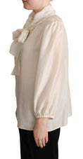 Load image into Gallery viewer, Dolce & Gabbana Elegant light gray silk Ascot blouse
