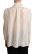 Load image into Gallery viewer, Dolce & Gabbana Elegant light gray silk Ascot blouse
